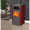 Kép 3/7 - Hunor Vera Oven sütős, vízteres kandalló öntvény tűztérrel, bordó (24kW)